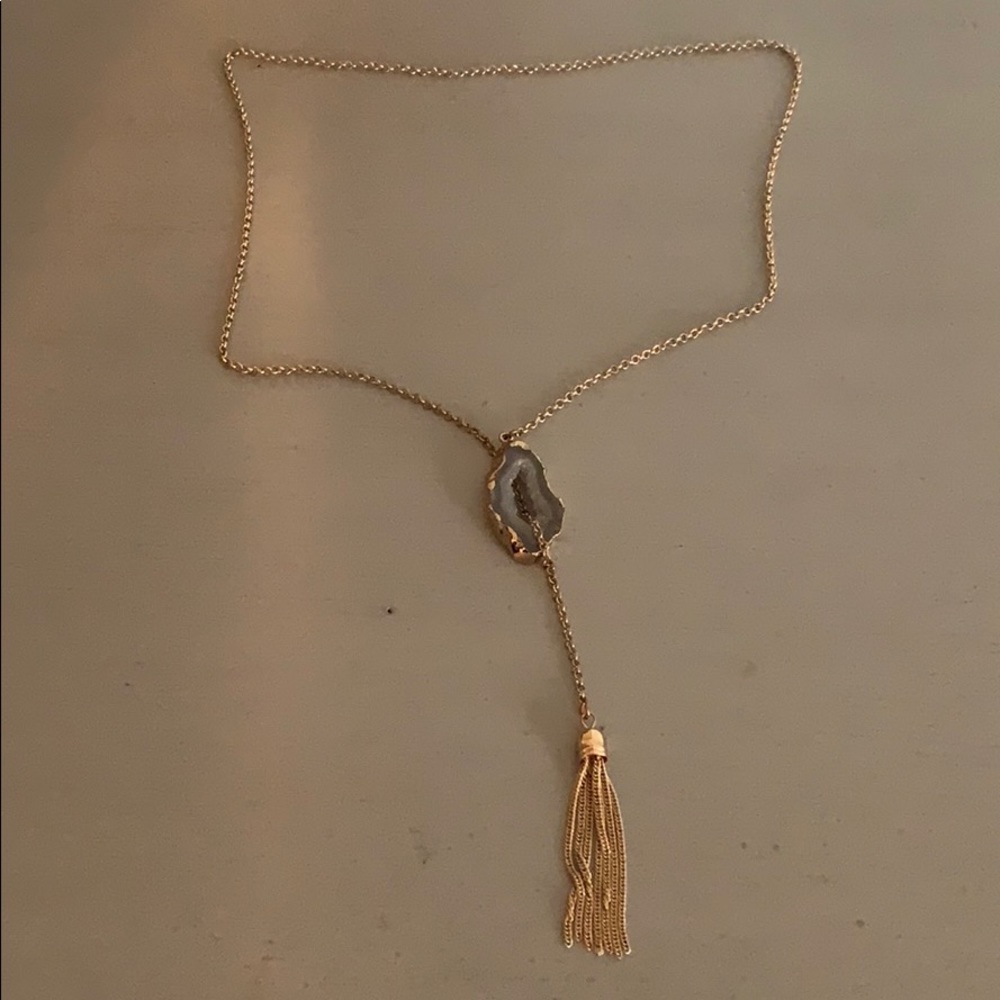 Gold Chain Necklace with purple stone
